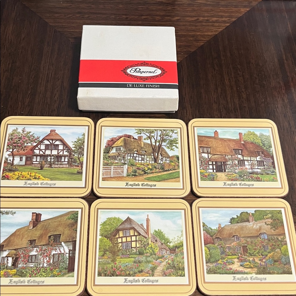 VINTAGE Pimpernel English Cottage Coasters Set ENGLAND